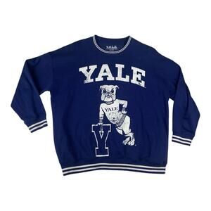 Yale Bulldogs women's 1x crewneck sweatshirt blue white graphic pullover